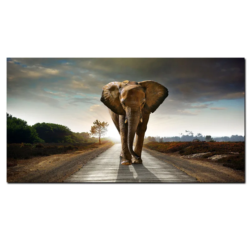 

MUTU ART Black Africa Elephants Wild Animals Canvas Painting Scandinavia Posters and Prints Wall Art Pictures For Living Room