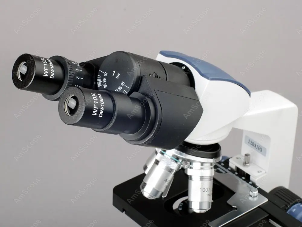 Бинокулярный комбинированный Микроскоп AmScope 40X 2500X светодиодный цифровой