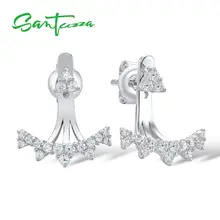 SANTUZZA серебряные серьги для женщин 925 пробы серебряные серьги-клипс Серебро 925 с камнями Кубический Цирконий brincos Ювелирные Изделия