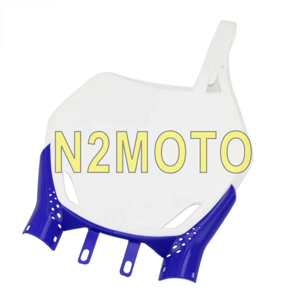 Motorcycle White+Blue Universal Front Number Plate Holder Dual Bike For