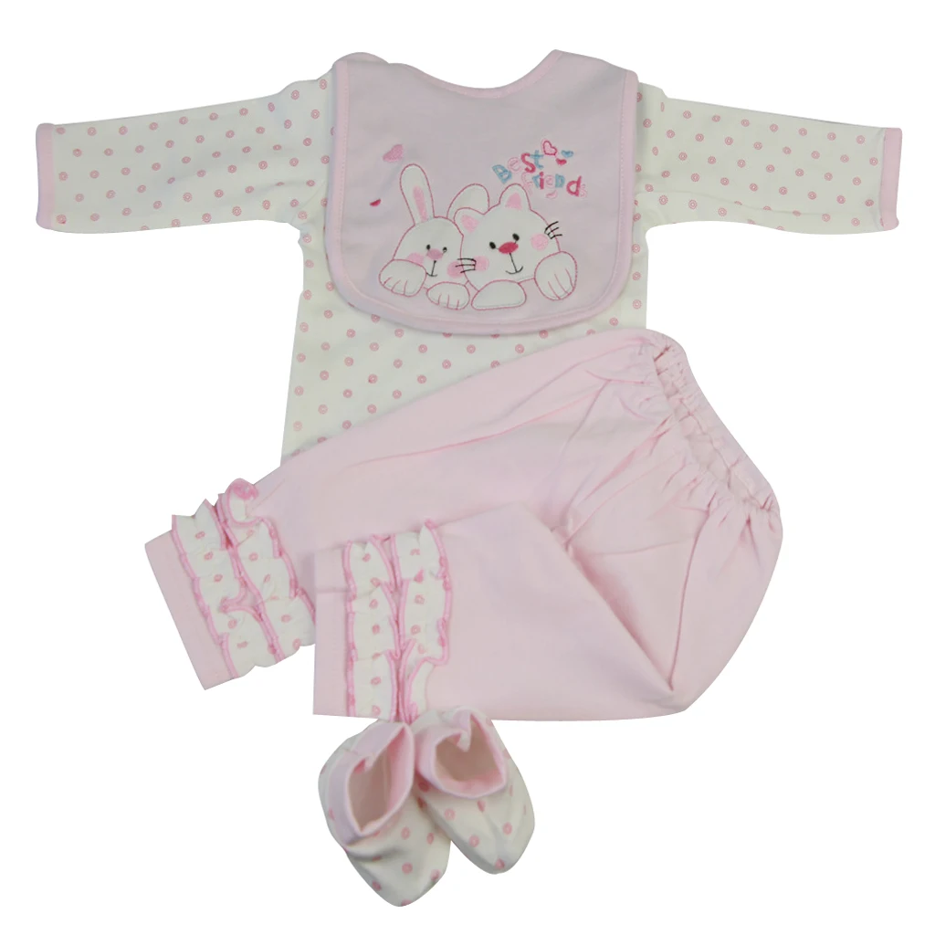 New Arivals Dotted Romper Dress Headband Clothes Set for 22''-23'' New Baby Girl Dress Up Outfit Dollfle Dolls Accessories