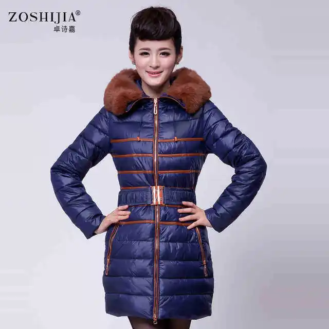 Best price at $195 Cheap 2015 New Hot Thicken Warm Winter Woman Down jacket Coat Parkas Outerwear Luxury Fur collar Hooded Long Slim Plus Size 2XXL