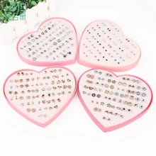 36 пар, модные пластиковые клеевые серьги, золото/серебро, разноцветные стразы, корейский стиль, для девушек, женщин, подарок, ювелирные изделия