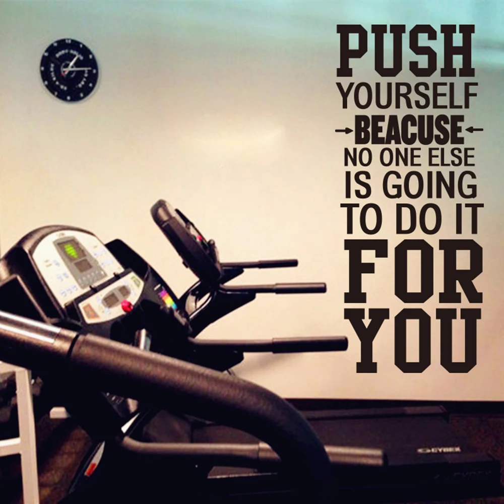 Large Fitness Bodybuilding  Quote Wall Decal Gym Workout Push Yourself Inspirational Quote Wall Sticker Exercise Vinyl Sport Art (3)