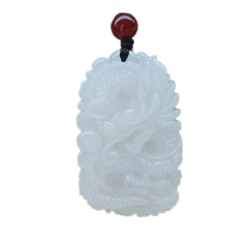 XinJiang White Jade Dragon Pendant Necklace Drop Shipping Jade Stone Lucky Amulet Necklace With Chain For Men Women XinJiang White Jade Dragon Pendant Necklace Drop Shipping Jade Stone Lucky Amulet Necklace With Chain For Men Women