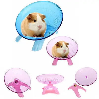 

Fashionable Mice Dwarf Hamsters Small Pets Running Disc Flying Saucer Exercise Wheel Blue Pink Two Colors To Choose