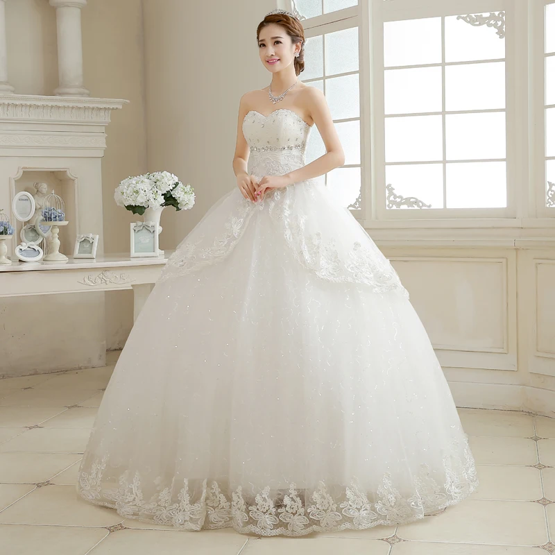 

2016 Brand New Wedding Dresses with Appliques White/Ivory Ball Gown Formal Dress Elegant Princess Vestidos De Novia Bridal Gown