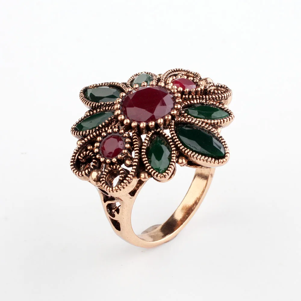 0 : Buy Real Austrian Crystals Bohemian Sun Flower Rose Gold Color Vintage Rings ...