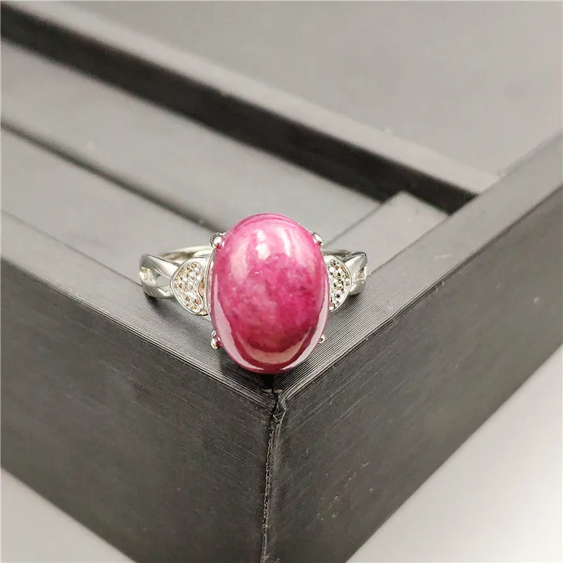 

Anniversary Ring Genuine Natural Ruby Zoisite Gemstone Adjustable Size Ring 13x10mm Beads For Woman Man Fashion Pink Ring
