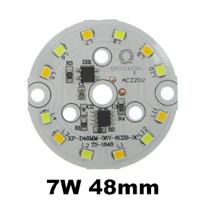 10 шт., 5 Вт, 7 Вт, 2835 SMD ac 220v лампа CCT пластина белый/теплый белый два Цвет в одном PCB LED плата интегрированный IC драйвер для светодиодный лампы - Испускаемый цвет: 7W