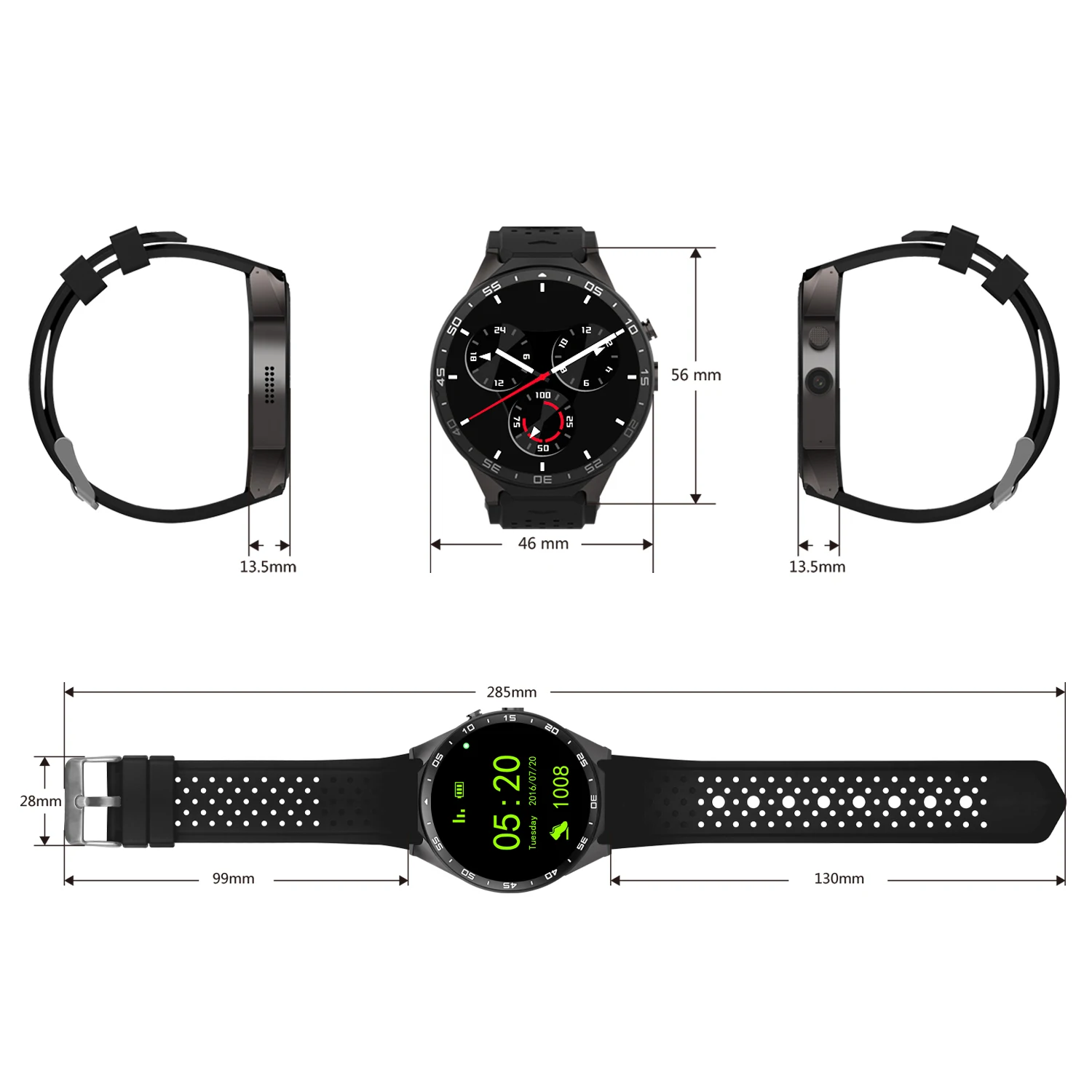  KW88 Pro Android 7.0 Smart Watch Phone quad core 1GB+16GB 1.39 inch 400*400 Screen 2.0MP Camera Sma - 33034664913