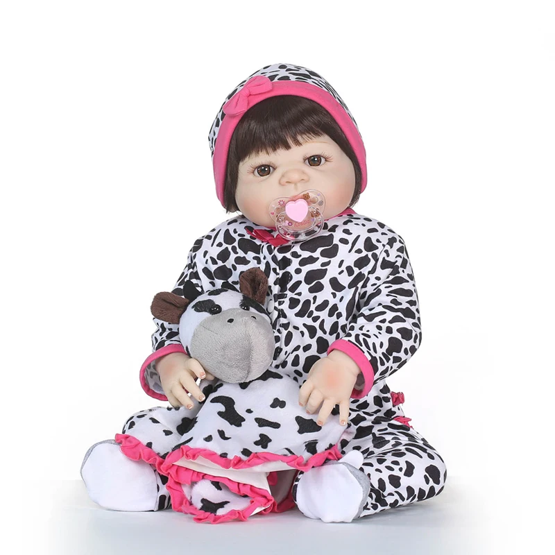 

Nicery 22inch 55cm Bebe Reborn Doll Hard Silicone Boy Girl Toy Reborn Baby Doll Gift for Children Blue giraffe Cloth Baby Doll