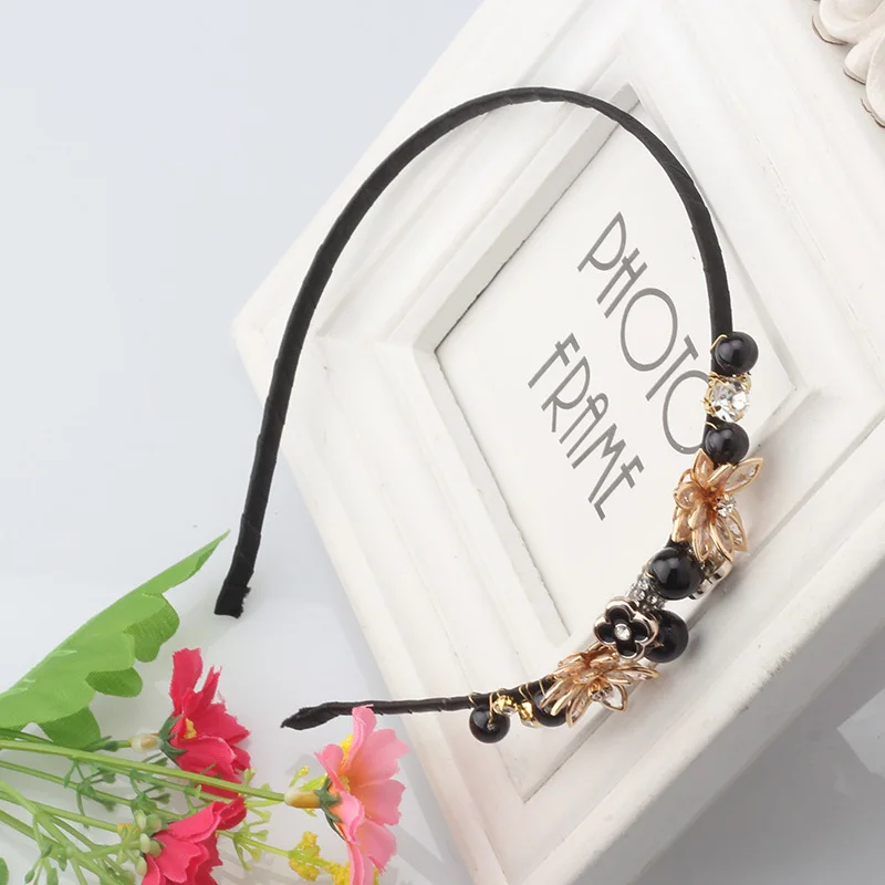 M MISM Fashion Crystal Acrylic Bead Headband Accessories Decorated Flowers Hair Bands Girls Rhinestone Headwear Pearl Hoop | Аксессуары