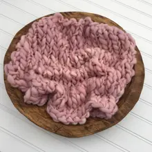 Розовое лиловое Пастельное трикотажное одеяло из мериносовой шерсти ручной работы для новорожденных, для фотосессии, слой, толстый, тонкий, для маленьких мальчиков и девочек