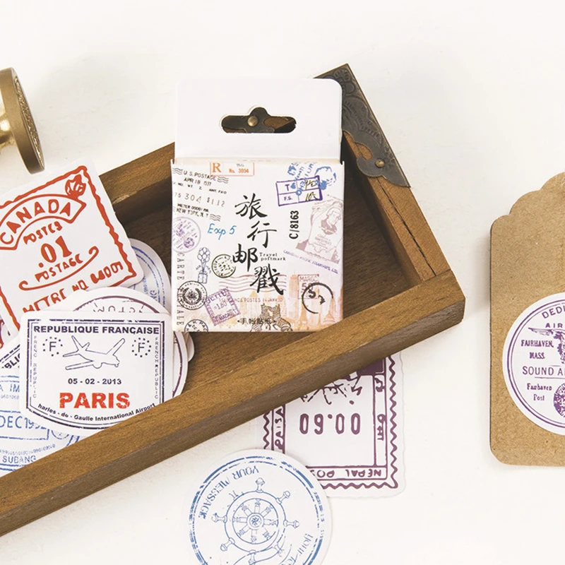 

45pcs/box Travel Stamp Stationery Stickers Vintage Decor Adhesive Sealing Stickers Label Diary Scrapbooking Diy Decor Pegatinas