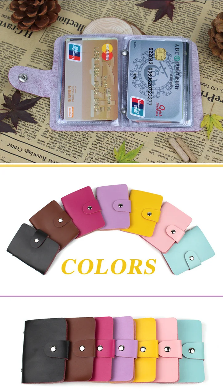 Модный 24 бита полезный бизнес кредитный держатель для карт из искусственной кожи с пряжкой держатель для карт органайзер для женщин и мужчин