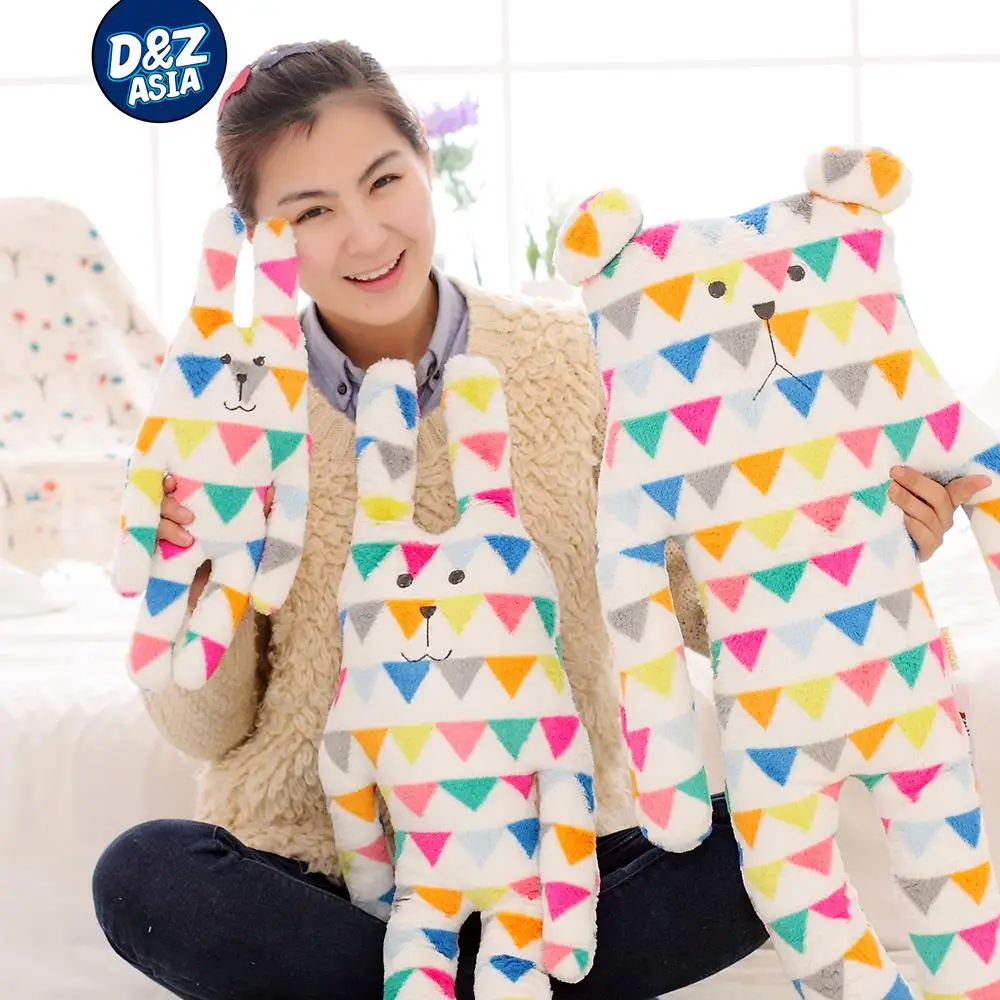 

Accent Colorful triangle Flags bear and rabbit household pillow Stuffed plush baby dolls toys Factory wholesale