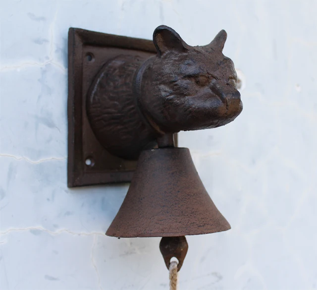 Cast Iron Cat Head Door Bell Doorbell Wall Mounted Ornate Cast Iron Cat Head Door Bell Doorbell Wall Mounted Ornate Rustic Cottage Patio Garden Farm