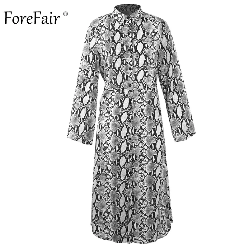 Женское платье с принтом животных Forefair повседневное длинное рубашка длинным