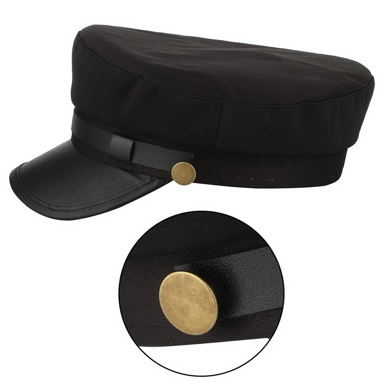 Women Hats Women Military Hat New Fashion Unisex Baker Cap Women Spring Autumn Newsboy Cap PU Leather Military Hat Female Travel Student Hat