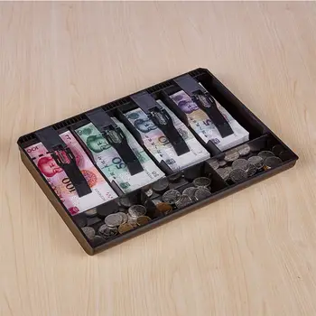 

Home Market Black Plastic Coin Money Storage Box Bill Cash Tray Organizer With 7 Slots 4 Removable Clips Supply
