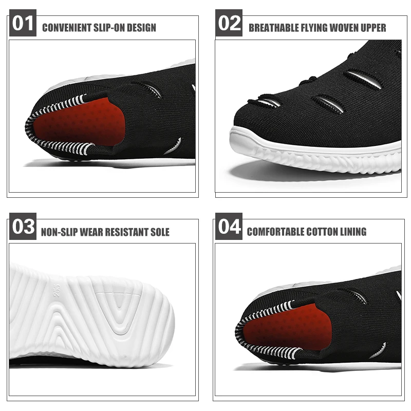 New Summer Hot Sale Man Casual Shoes Breathable Light Fashion Male Loafers Adult Outdoor Soft Non-slip Black Men Sneakers