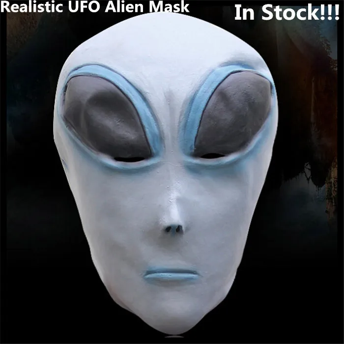 100 Natural Latex Realistic UFO Alien Head Mask Latex Creepy Costume