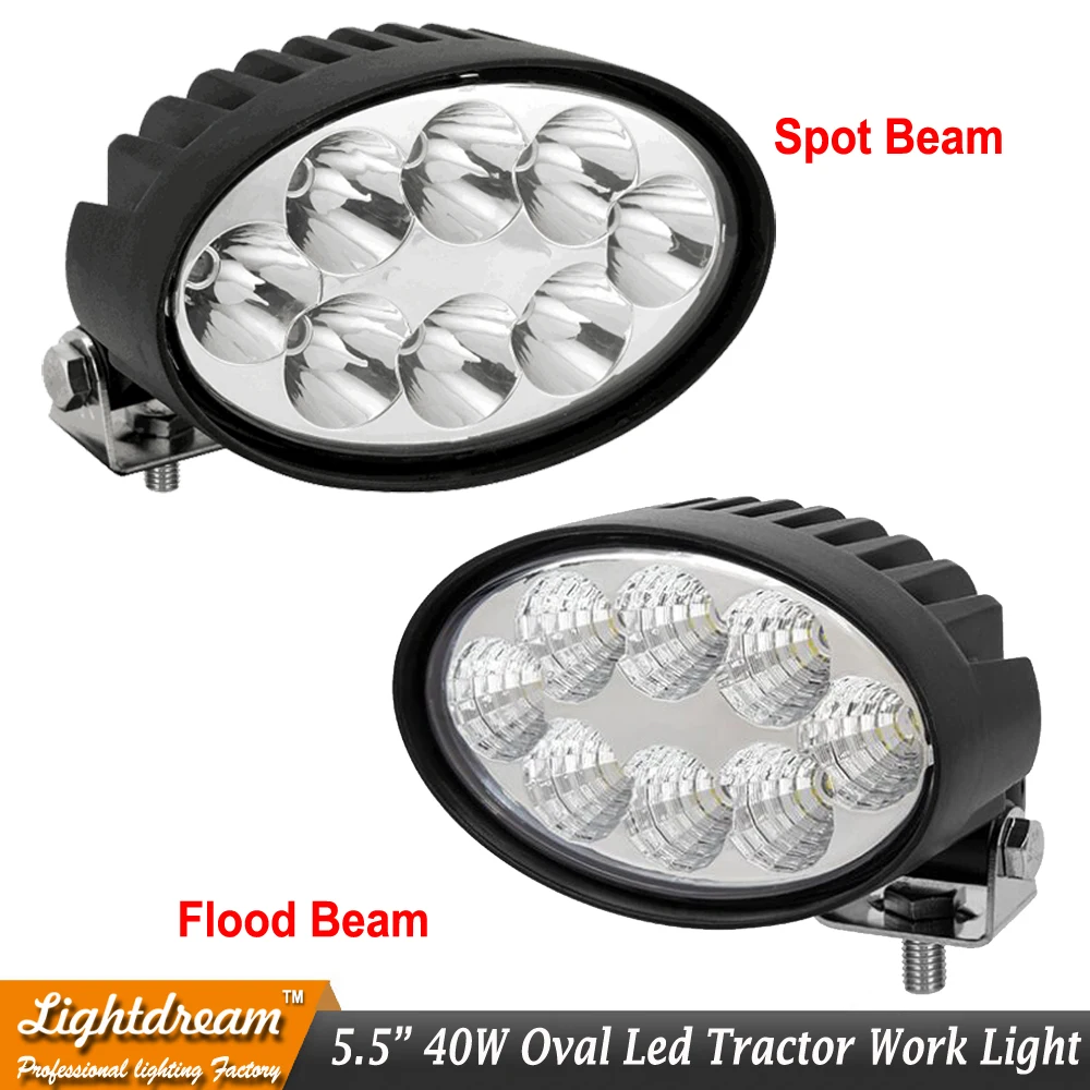 5.5" inch 40W Oval LED Driving Work Light 8LED*5W 12V Oval Off road SUV