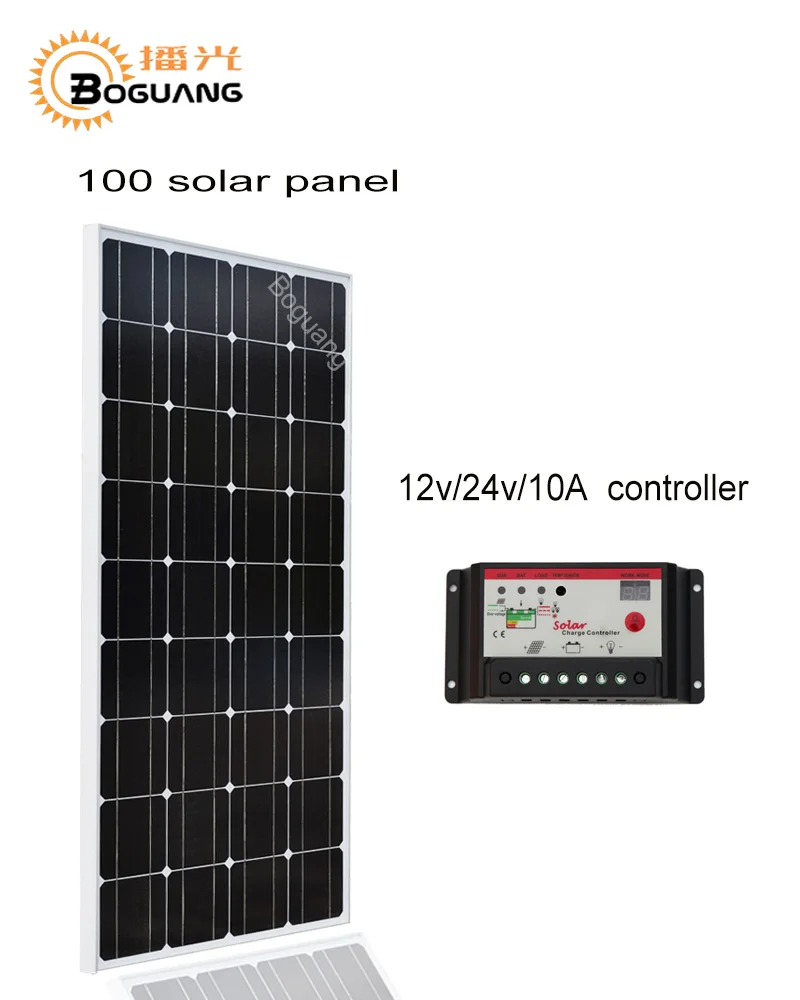 

Boguang 100w Monocrystalline silicon cell solar panel module 12V/24V/10A controller MC4 for 12v battery light home power charge