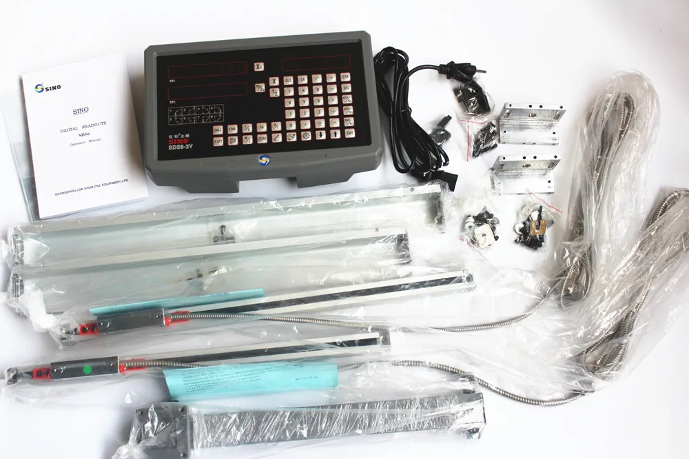 

Sino SDS6-2V 2 axis lathe digital readout with 2pcs Sino linear scale linear encoder for milling machine