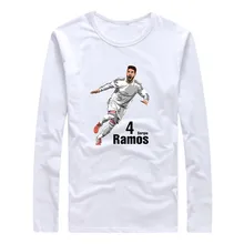 2017 Autumn Winter Spain Captain #4 Sergio Ramos Men T-Shirt Long Sleeve reals Tees T SHIRT Men’s Comic Cartoon W1101013