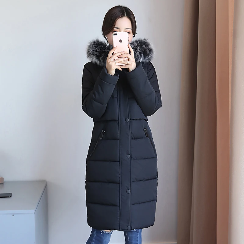 Noir De gris army Green Fourrure Nouveau Épaississement Grande Col Taille Femmes Long Manteau Grand Coréenne E2DWIH9