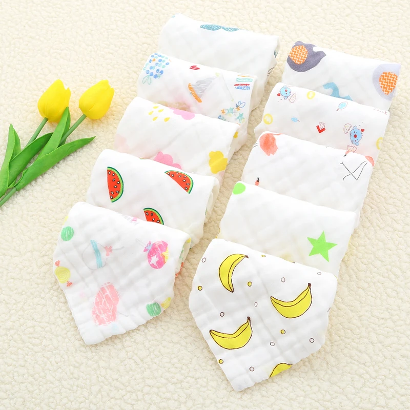 Baby Face Towel 25x25cm 6 layers Muslin Cotton Soft Baby Towels Handkerchief Bathing Feeding