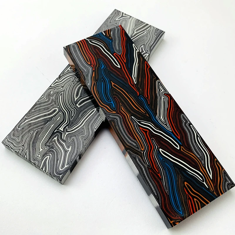 Ручка для ножа EDC DIY из стекловолокна G10 патч с хвостовиком дамасский узор 270*45*8 мм