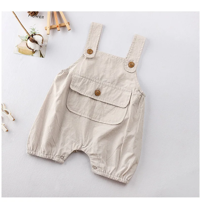 MILANCEL/Одежда для новорожденных, однотонный комбинезон с передним карманом для маленьких мальчиков, Детский комбинезон без рукавов