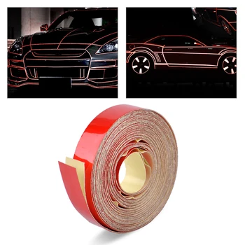 

beler 5 Meter x 1cm Red Reflective Stripe Sticker Line Tape Car Truck Body DIY Self Adhesive Decal Decorations For Toyota VW Kia
