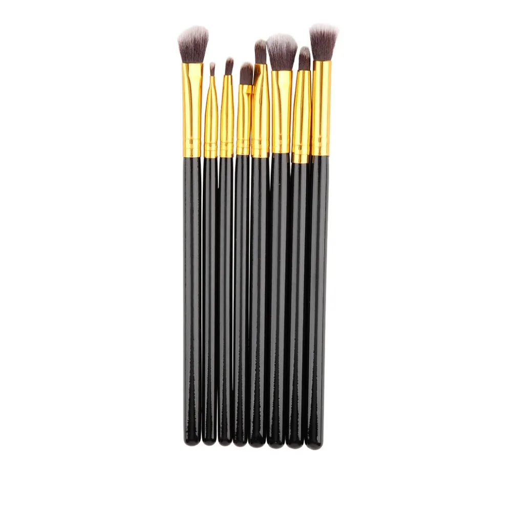 

8 pcs/lot Professional Makeup Brushes Set Blending Powder Shadow Angled Eyeliner Smoked Bloom Make Up Brush Black&Golden