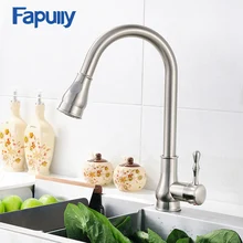 Fapully 100% Bras Kitchen Sink Faucet Brushed Nickel Mixer Tap Deck Mounted Water Tap 3 Hole Cover Plate Torneira Cozinha 155-33 Fapully 100% Bras Kitchen Sink Faucet Brushed Nickel Mixer Tap Deck Mounted Water Tap 3 Hole Cover Plate Torneira Cozinha 155-33