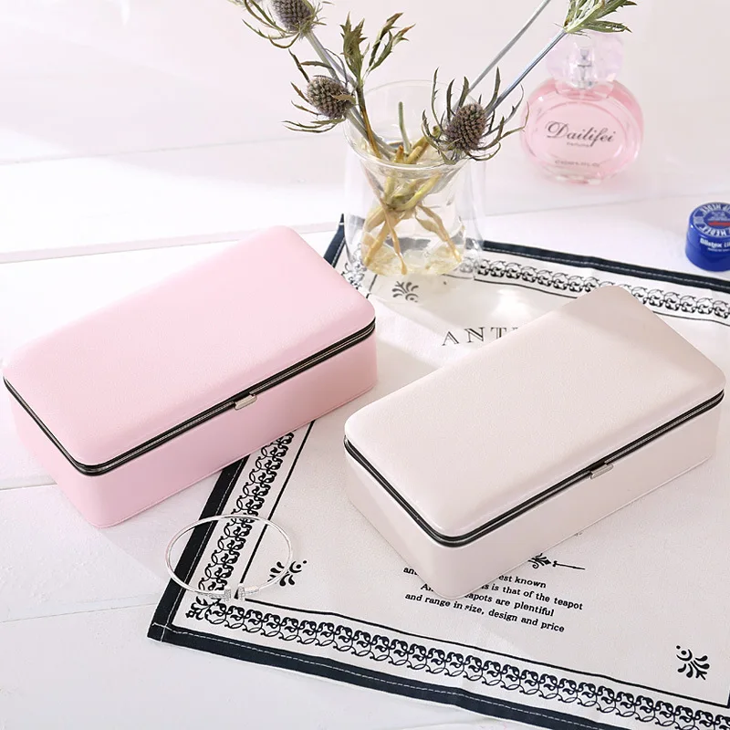 Guanya Jewelry Organizer Gift Box Necklace Earring Holder Packaging Display Case Travel Portable Box Ring Box with Mirror