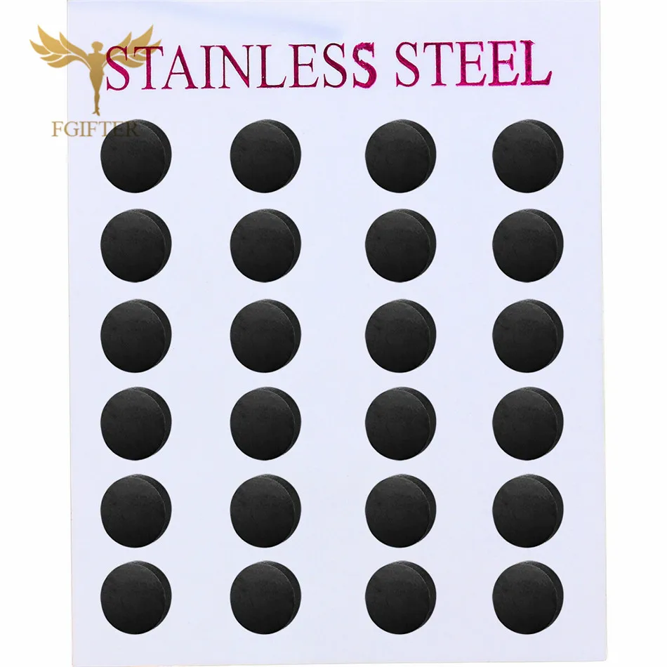 

Wholesale Simple Steel Earrings Black Round Desing Stud Earring 12pairs/lot Cheap Stainless Steel Jewelry for Women Men Unisex