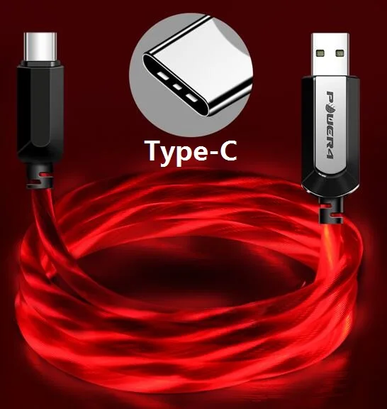 Power4 усиленный Micro кабель usbc для iPhone xs max светящийся светодиодный usb type C кабель для Lightning samsung зарядный кабель Micro - Цвет: Type C-Red