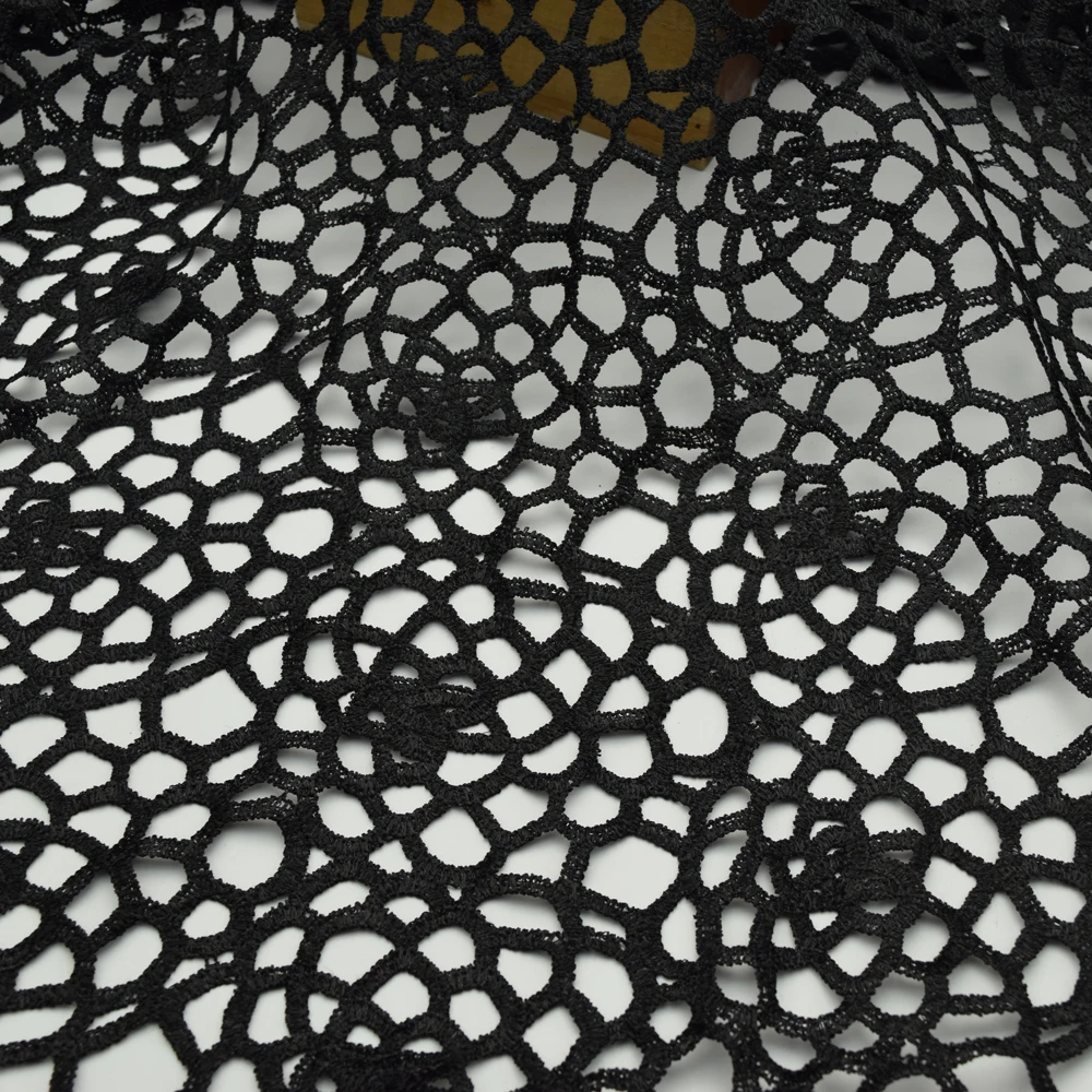 

2yards Black Polyester Lace Fabric Rose Flower Embroidery Wedding Fabric for dress diy craft sewing 52" Width