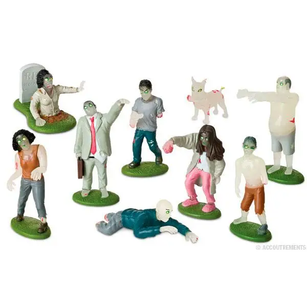 9 Pcs Zombies In A Set GLOW IN THE DARK FLESH EATING ZOMBIES PLAYSET