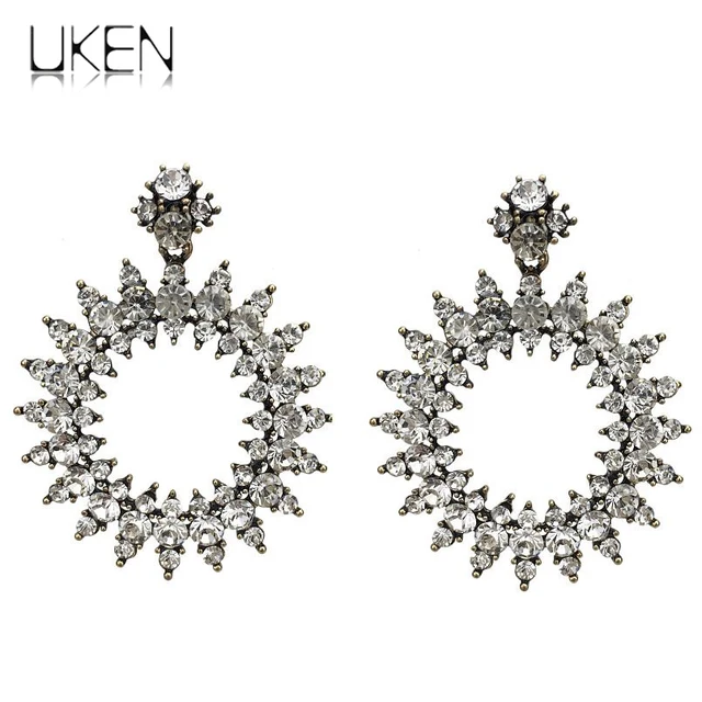 Uken Vintage Style Fashion Rhinestones Dangle Earrings For Women Uken Vintage Style Fashion Rhinestones Dangle Earrings For Women Circular Crystal Wedding Brincos Pennte 2018
