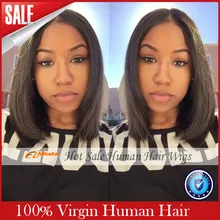 2016 Perruque Cheveux Humain Glueless Lace Front Human Hair Wigs Virgin Brazilian Bob Wig For African Americans Black Woman