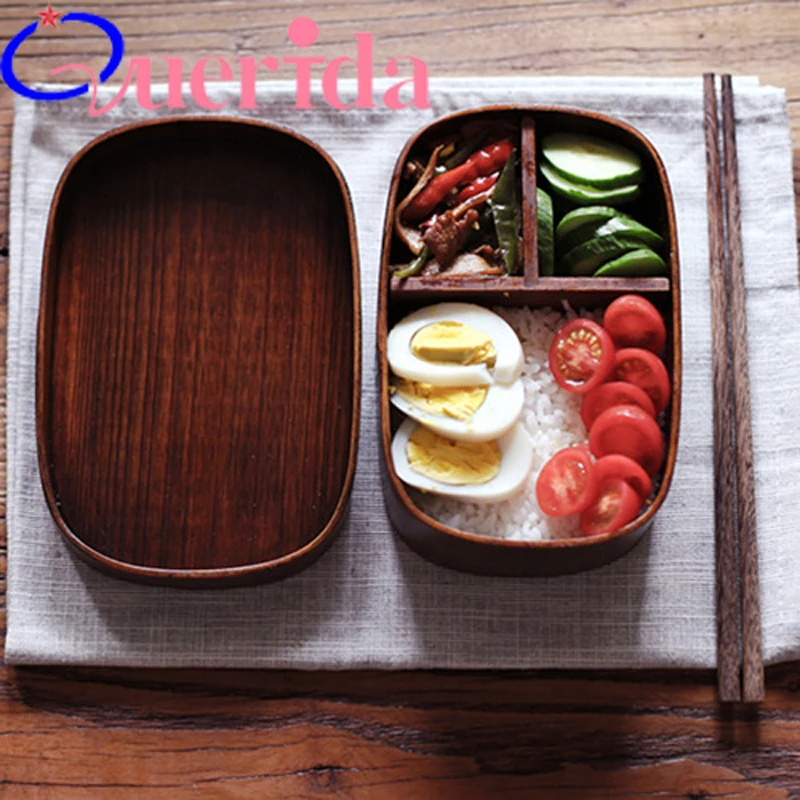 Японские деревянные один Ланч-бокс деревянный Ланчбокс деревянная посуда Еда контейнер посуда чаша бенто ручной работы природных Box