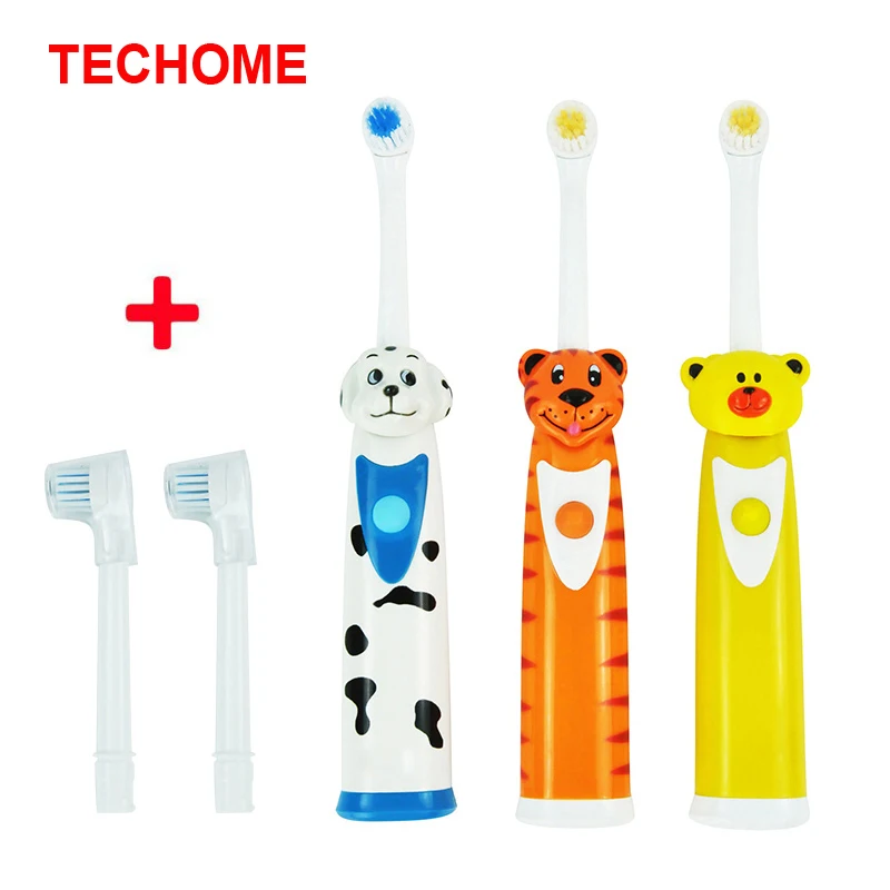 

TECHOME 4pcs/set Oral Hygiene Electric Toothbrush Kids Replacement Heads Dog Pattern Oral Children Toothbrush