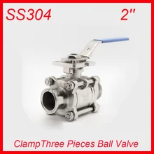 2 '' SS304 зажим промышленности три части PTFE не цветоустойчивостью шаровые краны потяните ручки 3 шт. тела полный порт для, Нефть и газ