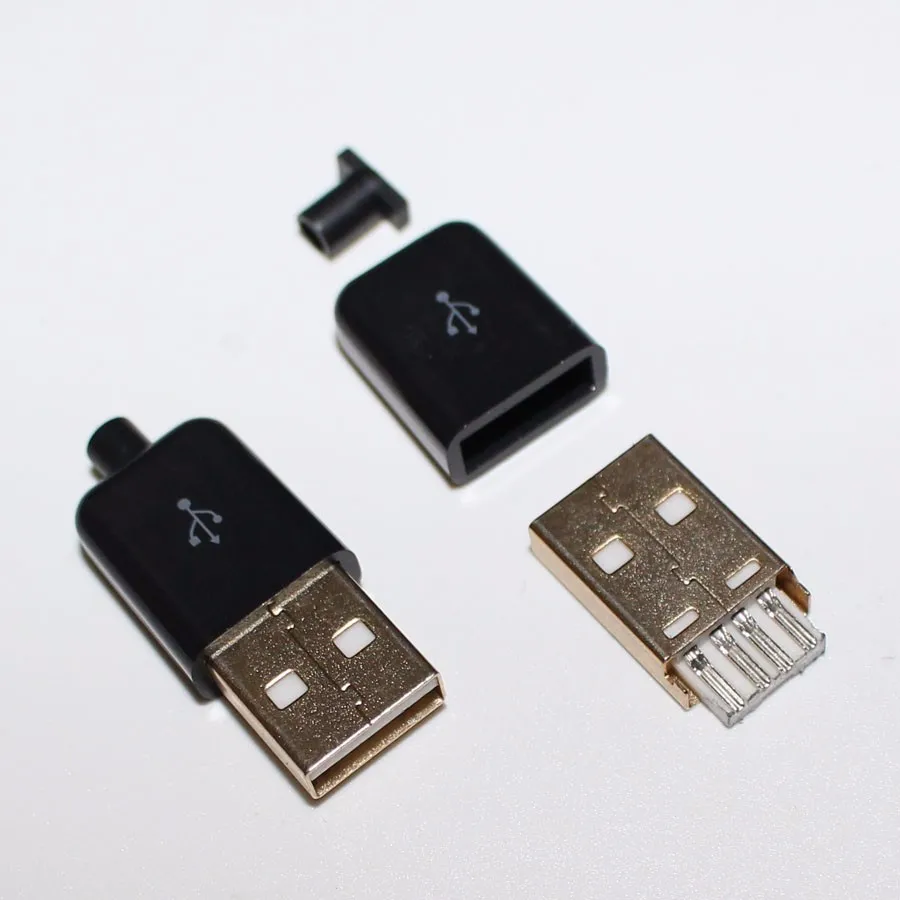 10 шт./лот DIY USB 2,0 A штекер в сборке адаптер разъем никелированный позолоченный