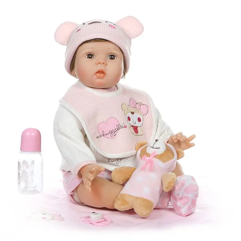 

55cm Realistic Reborn Doll Soft Silicone Vinyl Newborn Babies Girl Bear Lifelike Handmade Toy Children Birthday Gift